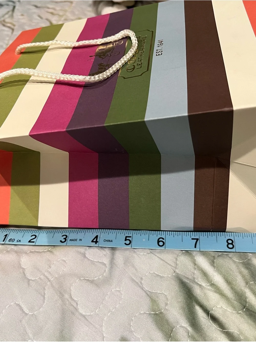 Coach Gift Bag in Classic Legacy Stripes w/Gold Color Logo (Vintage)